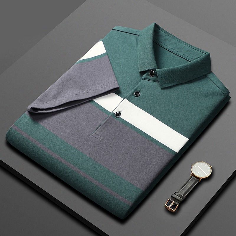 Men'S Classic Striped Polo Shirt Cotton Short Sleeve Summer Plus Oversize JX2321 1