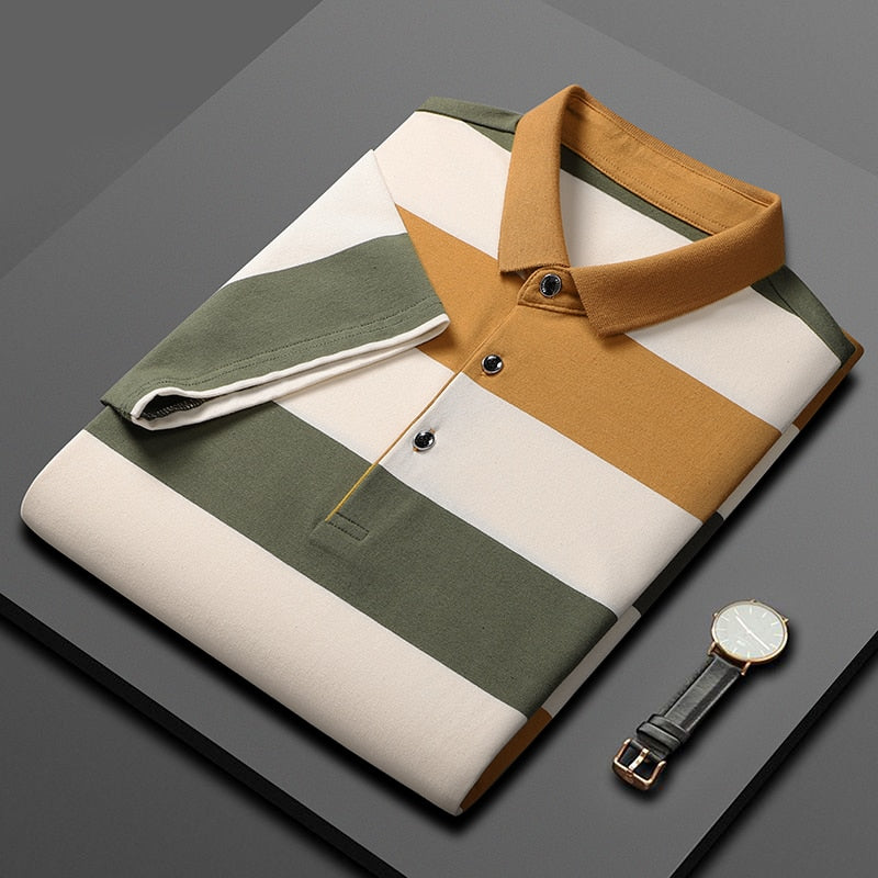 Men'S Classic Striped Polo Shirt Cotton Short Sleeve Summer Plus Oversize JX2315 2