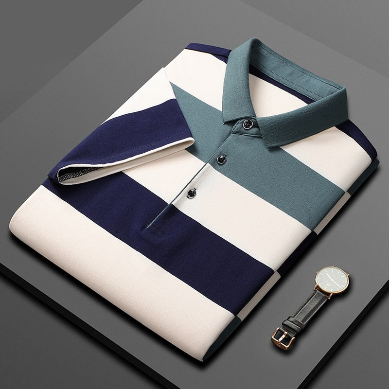 Men'S Classic Striped Polo Shirt Cotton Short Sleeve Summer Plus Oversize JX2315 1
