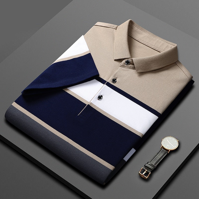 Men'S Classic Striped Polo Shirt Cotton Short Sleeve Summer Plus Oversize JX2333 4