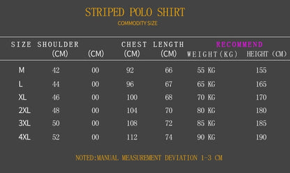 Men'S Classic Striped Polo Shirt Cotton Short Sleeve Summer Plus Oversize
