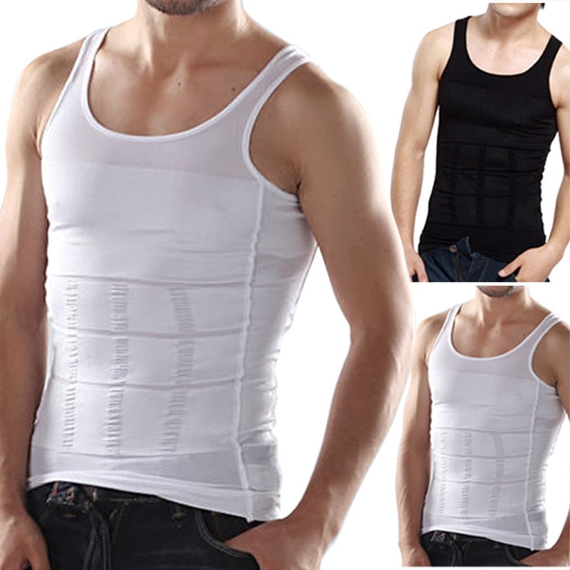 Men Slimming Body Shaper Posture Corrector Tummy Control Shapewear Fat Burning Chest Corset Vest Modeling Compression T-Shirts