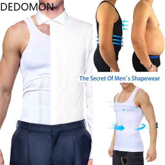 Men Slimming Body Shaper Posture Corrector Tummy Control Shapewear Fat Burning Chest Corset Vest Modeling Compression T-Shirts