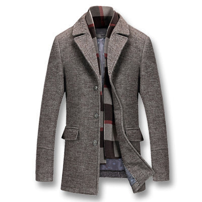 Men Winter Thick Cotton Wool Jackets Coats Coffee