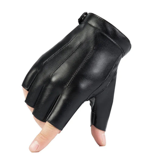 Men Women PU Leather Gloves Lovers Fingerless Mittens Black Half Finger Outdoor Tactical Mens Leather Driving Gloves