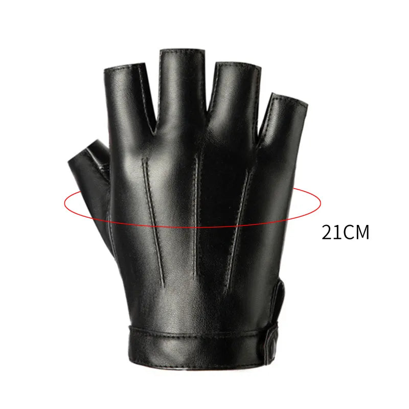 Men Women PU Leather Gloves Lovers Fingerless Mittens Black Half Finger Outdoor Tactical Mens Leather Driving Gloves