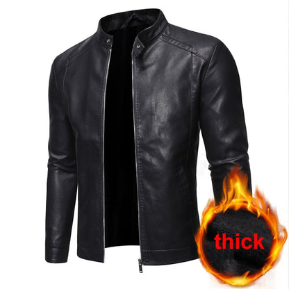 Mens PU Leather Jacket Motorcycle Biker Men's Jackets Autumn Winter Warm Black Outdoor Outwear Coats 5XL Plus Szie thick