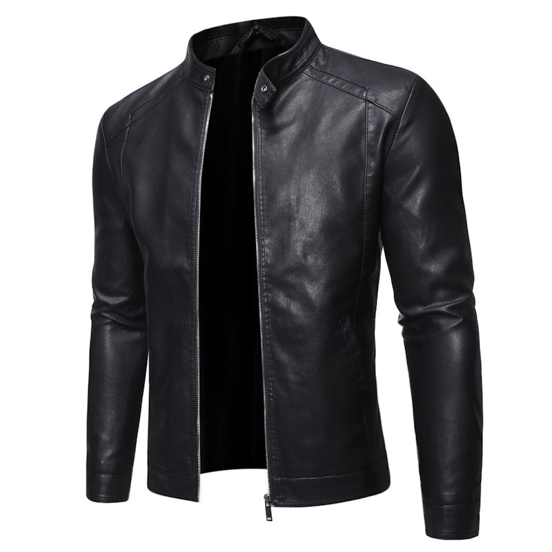Mens PU Leather Jacket Motorcycle Biker Men's Jackets Autumn Winter Warm Black Outdoor Outwear Coats 5XL Plus Szie thin