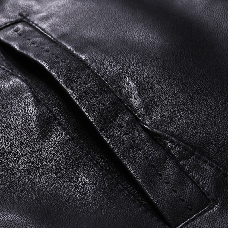 Mens PU Leather Jacket Motorcycle Biker Men's Jackets Autumn Winter Warm Black Outdoor Outwear Coats 5XL Plus Szie