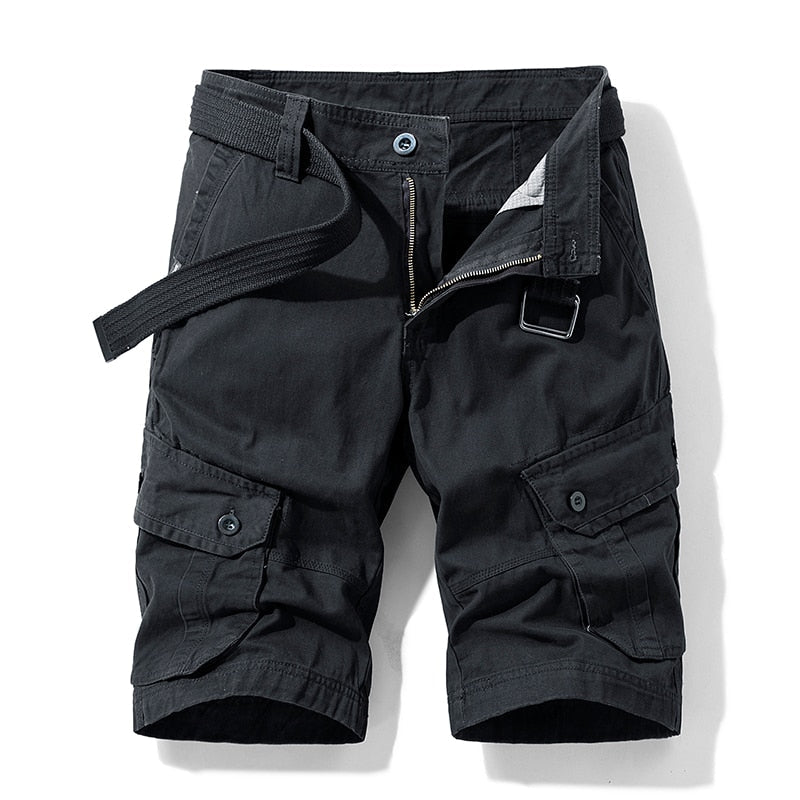 Mens Summer Cotton Army Tactical Cargo Shorts New Fashion Khaki Multi-pocket Casual Short Pants Loose Military Shorts Men