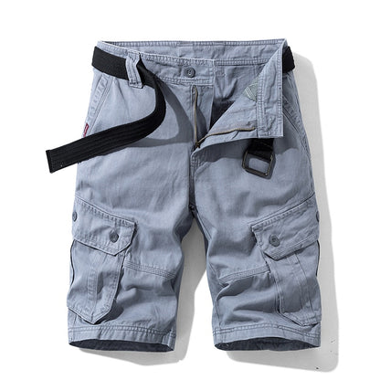 Mens Summer Cotton Army Tactical Cargo Shorts New Fashion Khaki Multi-pocket Casual Short Pants Loose Military Shorts Men Gray