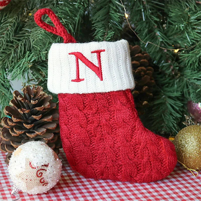 Merry Christmas Socks Red Snowflake 26 Alphabet Letters Stocking DIY Christmas Tree Pendant Christmas Decorations Home Xmas Gift N Christmas socks
