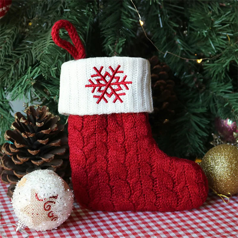 Merry Christmas Socks Red Snowflake 26 Alphabet Letters Stocking DIY Christmas Tree Pendant Christmas Decorations Home Xmas Gift snowflake