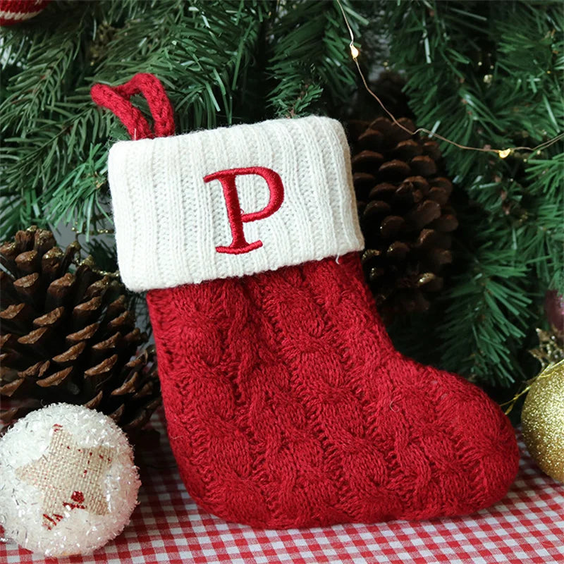 Merry Christmas Socks Red Snowflake 26 Alphabet Letters Stocking DIY Christmas Tree Pendant Christmas Decorations Home Xmas Gift P Christmas socks
