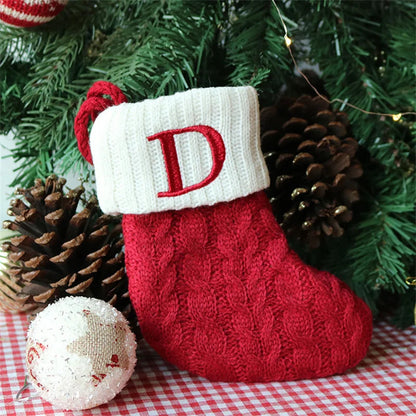 Merry Christmas Socks Red Snowflake 26 Alphabet Letters Stocking DIY Christmas Tree Pendant Christmas Decorations Home Xmas Gift D Christmas socks