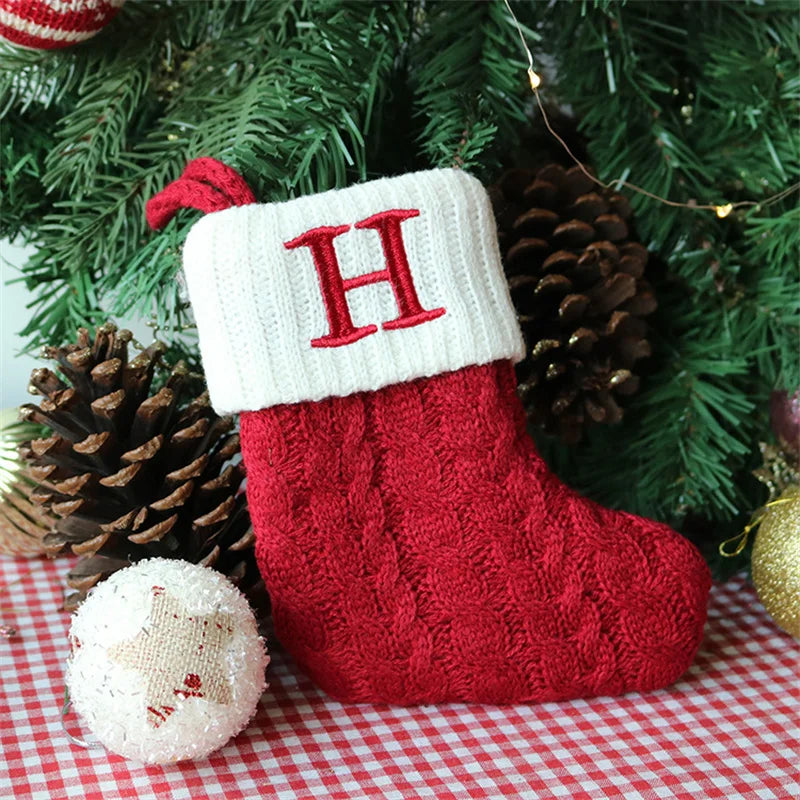 Merry Christmas Socks Red Snowflake 26 Alphabet Letters Stocking DIY Christmas Tree Pendant Christmas Decorations Home Xmas Gift H Christmas socks
