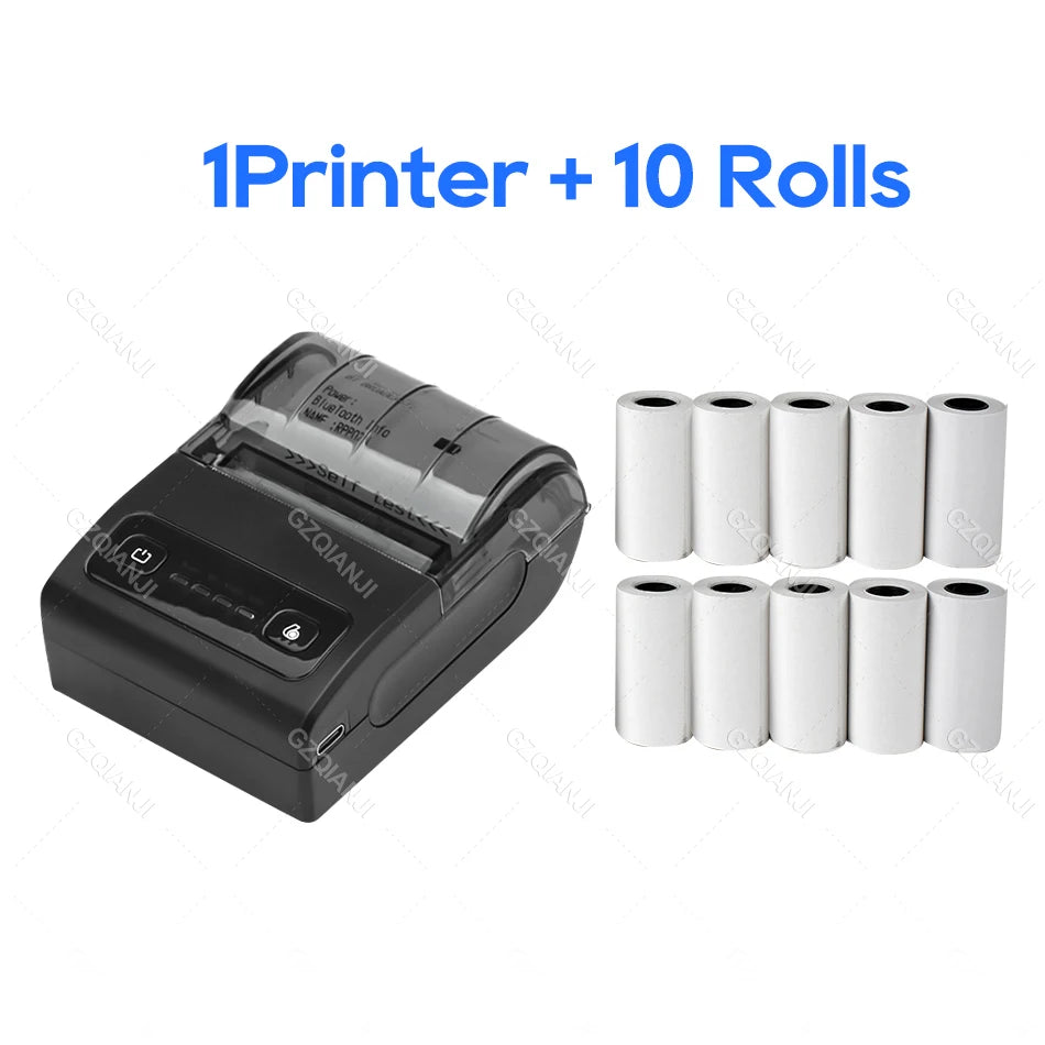 Mini Bluetooth Thermal Bill Printer Wireless Protable 58mm Receipt Printer Loyverse POS Free App SII on Android The cheapest BK Add 10Rolls US plug