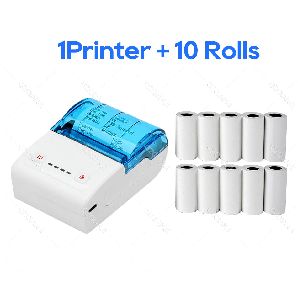 Mini Bluetooth Thermal Bill Printer Wireless Protable 58mm Receipt Printer Loyverse POS Free App SII on Android The cheapest WH Add 10Rolls US plug