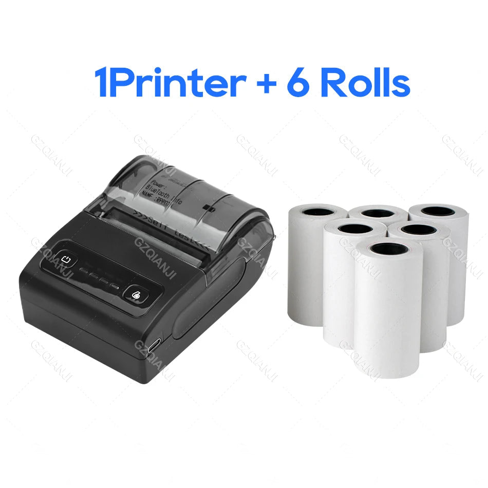 Mini Bluetooth Thermal Bill Printer Wireless Protable 58mm Receipt Printer Loyverse POS Free App SII on Android The cheapest BK Add 6Rolls US plug