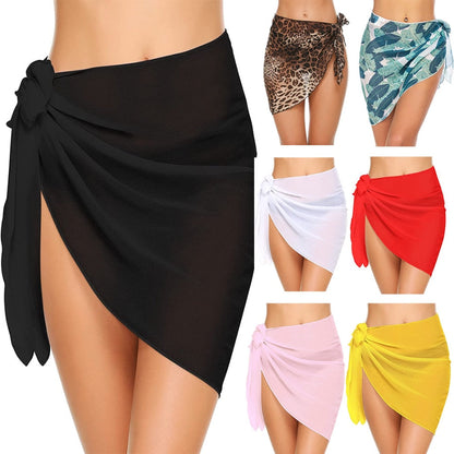 Mini Ruffle Skirts Women Cover Up Dress Beach Wrap Short Sarongs Bikini Candy Color Bathing Skirt Women Swimsuit Beachwear