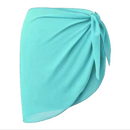 Mini Ruffle Skirts Women Cover Up Dress Beach Wrap Short Sarongs Bikini Candy Color Bathing Skirt Women Swimsuit Beachwear 24