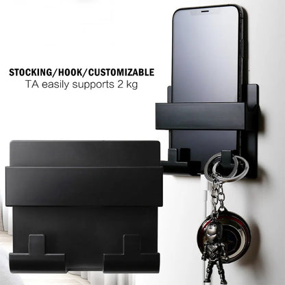 Multifunctional Wall-mounted Mobile Phone Remote Control Storage Box Rack Phone Plug Charging Holders Rack Wall Debris Holder