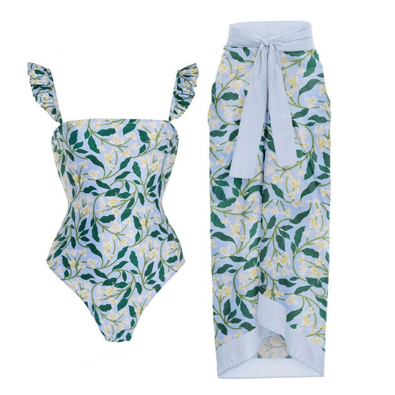 New 2-Piece Women Bikini Set Push Up Floral Printed Ruffle Bikinis Strappy Bandage Swimwear Brazilian Biquini Bathing Suit QJY99G1