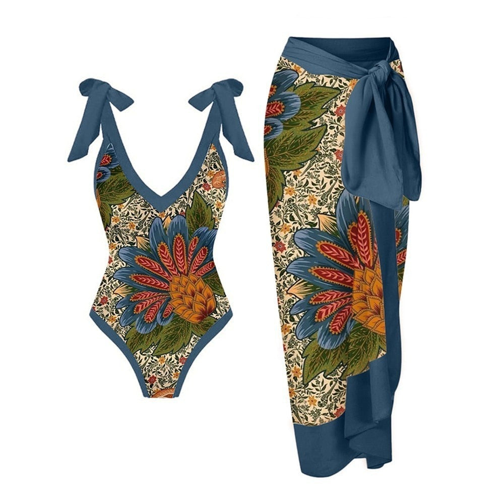 New 2-Piece Women Bikini Set Push Up Floral Printed Ruffle Bikinis Strappy Bandage Swimwear Brazilian Biquini Bathing Suit