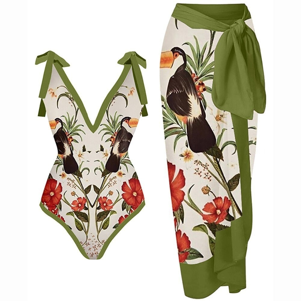 New 2-Piece Women Bikini Set Push Up Floral Printed Ruffle Bikinis Strappy Bandage Swimwear Brazilian Biquini Bathing Suit