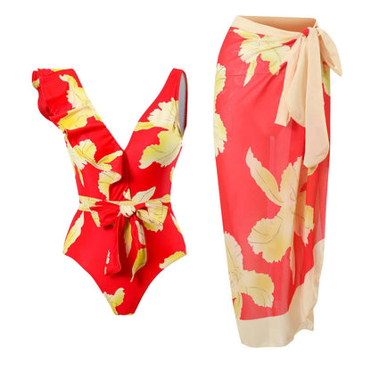 New 2Piece Women Bikini Set Push Up Floral Printed Ruffle Bikinis Strappy Bandage Swimwear Brazilian Biquini Bathing Suit QJY99R5