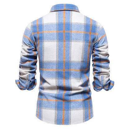 New Autumn and Winter Thicken Plaid Shirt for Men Over Jacket Men Casual Classic Double Pockets Mens Shirts