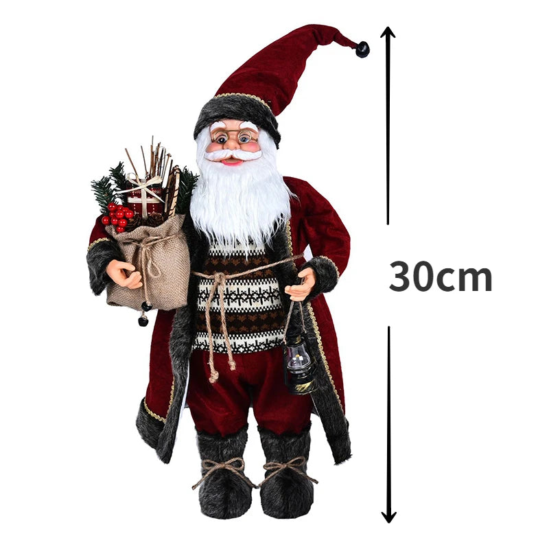 New Santa Claus Doll Christmas Tree Ornament Merry Christmas Decorations for Home Navidad Natal Gifts New Year LR-10 30cm