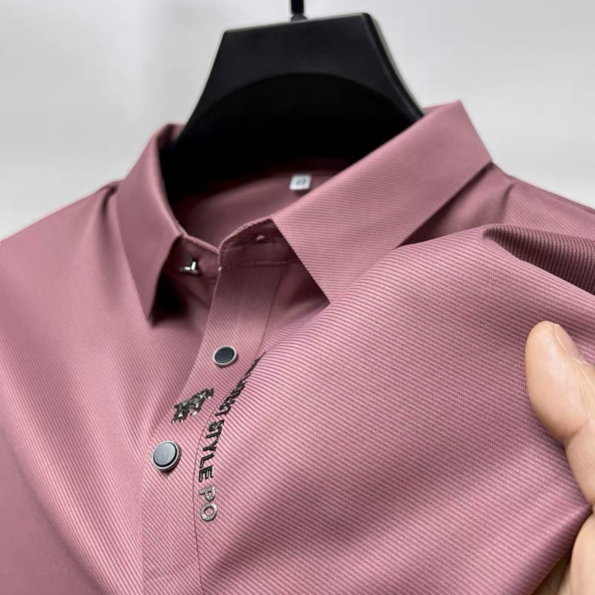 New Silky Embroidery Polo T Shirt for Men Summer Lapel Button T-shirts Fashion Short Sleeve Business Casual Men's Clothing