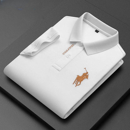 New Summer Lapel T-shirts Short Sleeve Polo Shirt Solid Color Embroidery Casual T-shirt White