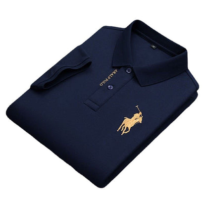 New Summer Lapel T-shirts Short Sleeve Polo Shirt Solid Color Embroidery Casual T-shirt Navy blue