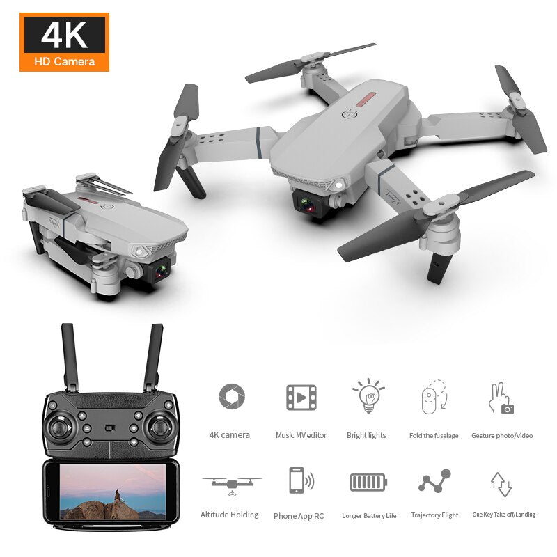 New WIFI FPV Drone Camera 4K 1080P Height Hold RC Foldable Quadcopter Drones Kid Gift Toys Dron Mini Drone Dual Camera