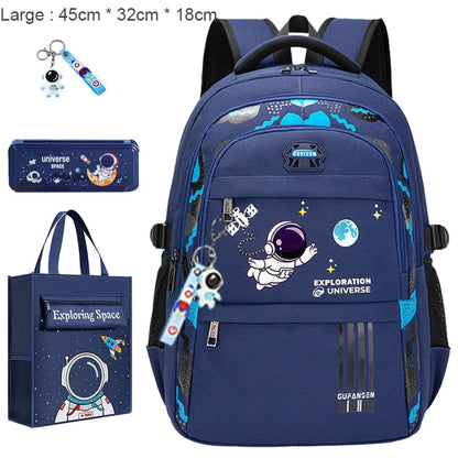 New Waterproof Children's Backpack Boys Girls Primary Schoolbag Large-Capacity Orthopedic Bookbag Kids Backpack Mochila Infantil Blue Large