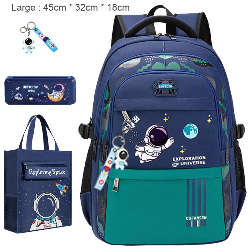 New Waterproof Children's Backpack Boys Girls Primary Schoolbag Large-Capacity Orthopedic Bookbag Kids Backpack Mochila Infantil Cyan Large