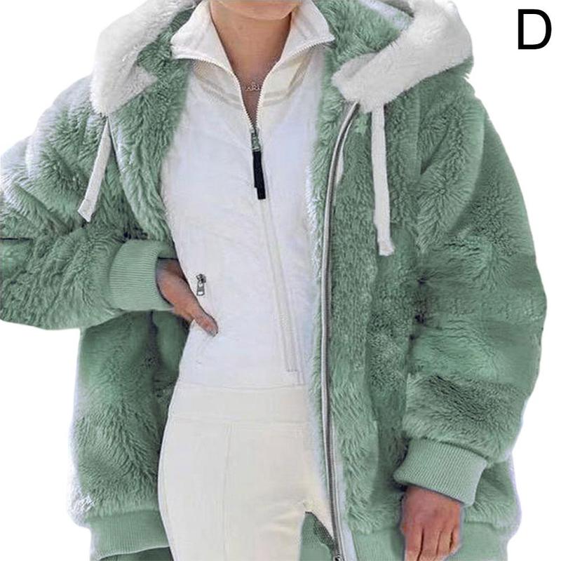 New Winter Plush Hooded Sweater Zipper Autumn Loose Winter And Zipper Women Women's Coat Hooded Warm Outwear L6c6 Green China