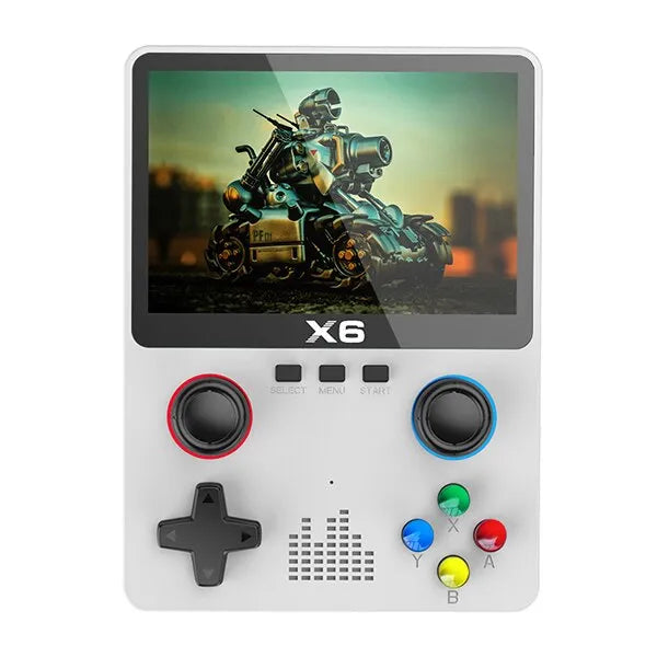 New X6 3.5Inch IPS Screen Handheld Game Player Dual Joystick 11 Simulators GBA Video Game Console for Kids Gifts White