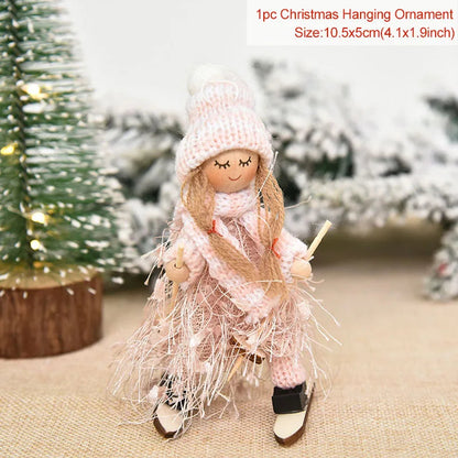 New Year Christmas Elf Doll Ornaments Xmas Tree Hanging Pendant Navidad 2021 Santa Kids Gift Christmas Home Decoration Y