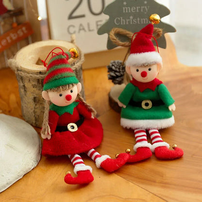 New Year Christmas Elf Doll Ornaments Xmas Tree Hanging Pendant Navidad 2021 Santa Kids Gift Christmas Home Decoration