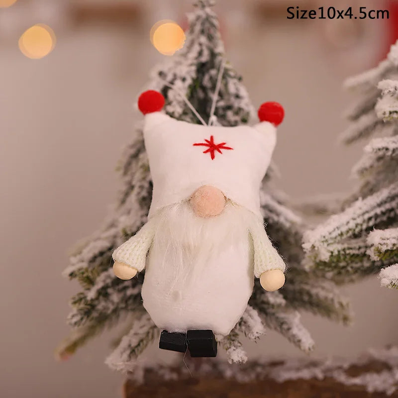 New Year Christmas Elf Doll Ornaments Xmas Tree Hanging Pendant Navidad 2021 Santa Kids Gift Christmas Home Decoration U