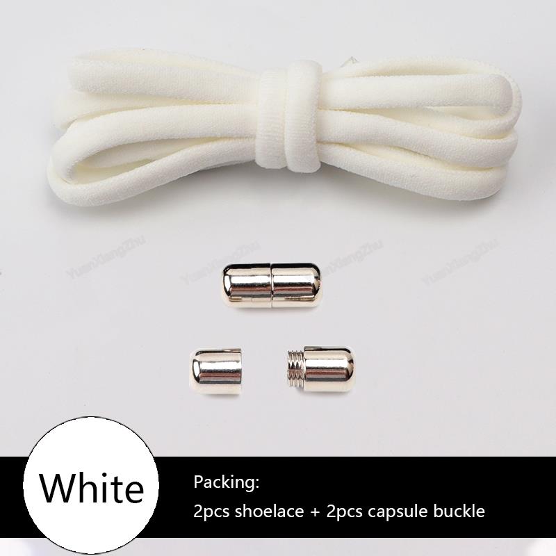 No tie Shoe laces Elastic laces Sneakers Round Shoelaces without ties Quick Shoelace for Shoes Kids Adult One Size fits All shoe White China