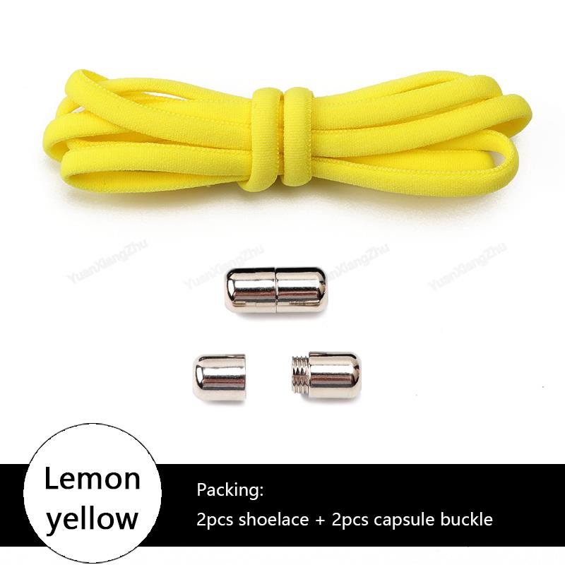 No tie Shoe laces Elastic laces Sneakers Round Shoelaces without ties Quick Shoelace for Shoes Kids Adult One Size fits All shoe Lemon yellow China