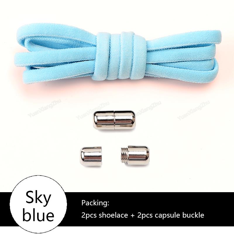 No tie Shoe laces Elastic laces Sneakers Round Shoelaces without ties Quick Shoelace for Shoes Kids Adult One Size fits All shoe Sky blue China