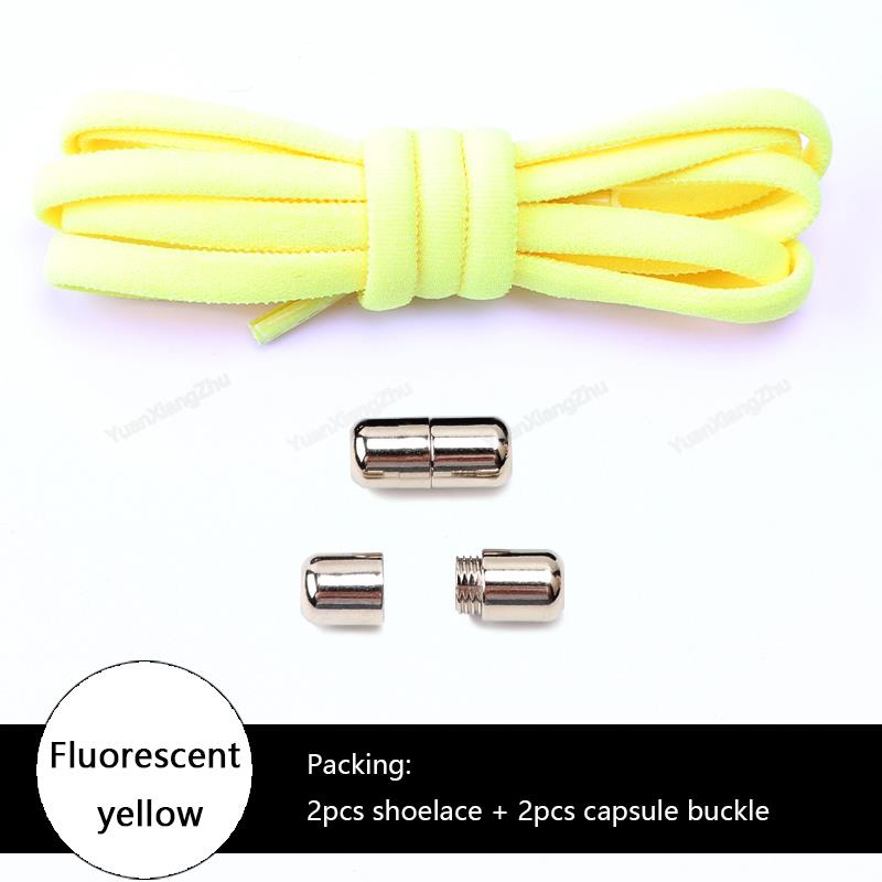 No tie Shoe laces Elastic laces Sneakers Round Shoelaces without ties Quick Shoelace for Shoes Kids Adult One Size fits All shoe Fluorescent yellow China