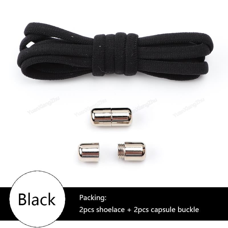 No tie Shoe laces Elastic laces Sneakers Round Shoelaces without ties Quick Shoelace for Shoes Kids Adult One Size fits All shoe Black China