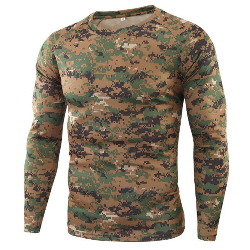 Outdoor Hunting Tactical T Shirts Combat Military Hunting T-shirt Breathable Quick Dry Army Camo Fishing Hiking Camping Tee Tops jungle digital