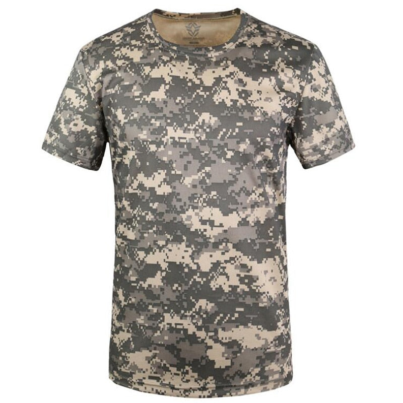 Outdoor Hunting Tactical T Shirts Combat Military Hunting T-shirt Breathable Quick Dry Army Camo Fishing Hiking Camping Tee Tops short acu